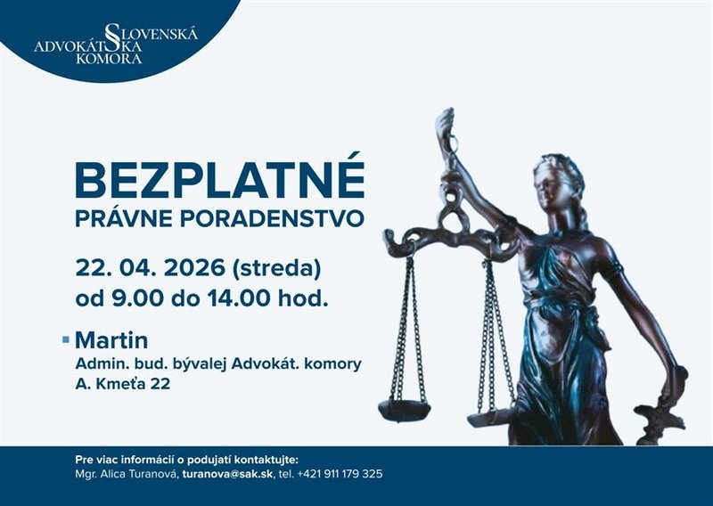 Aj v Martine sa uskutoční Deň advokácie - Obyvatelia môžu využiť bezplatné právne poradenstvo
