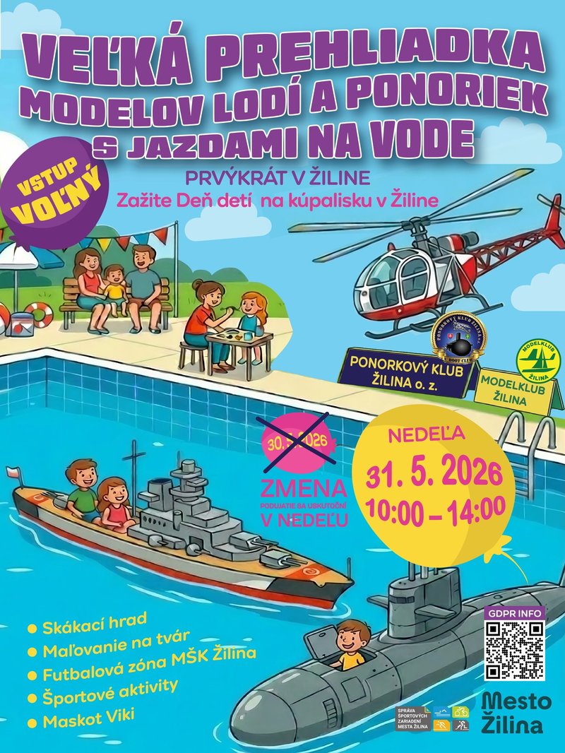 Deň detí na letnom kúpalisku v Žiline presúvajú - Dôvodom je zlá predpoveď počasia