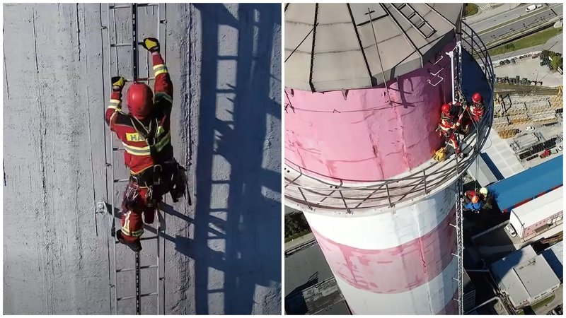 Dokázali by ste to - Záchranári liezli na 196 metrov vysoký komín