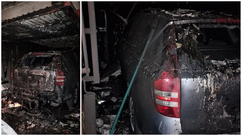 Nočný žiar na Bytčickej v Žiline - Neznáma osoba úmyselne podpálila auto pred garážou