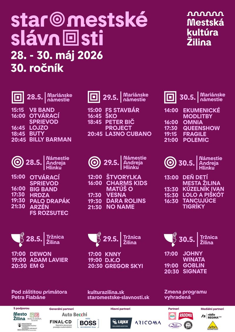 Staromestské slávnosti v Žiline 2026 - program