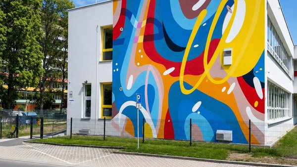 Umenie vo verejnom priestore - Areál Materskej školy Borodáča v Žiline zdobí nový mural