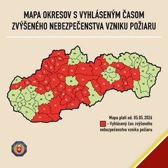 V okresoch Žilina a Bytča platí čas zvýšeného nebezpečenstva vzniku požiaru