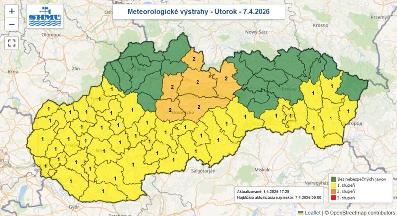 Výstraha pred silným vetrom - V týchto lokalitách neodporúčajú pohyb