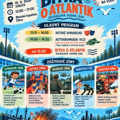 Žilinské mestské kúpalisko hostí rodinné podujatie Bitka o Atlantik, lákadlom je vodná šou aj známi športovci